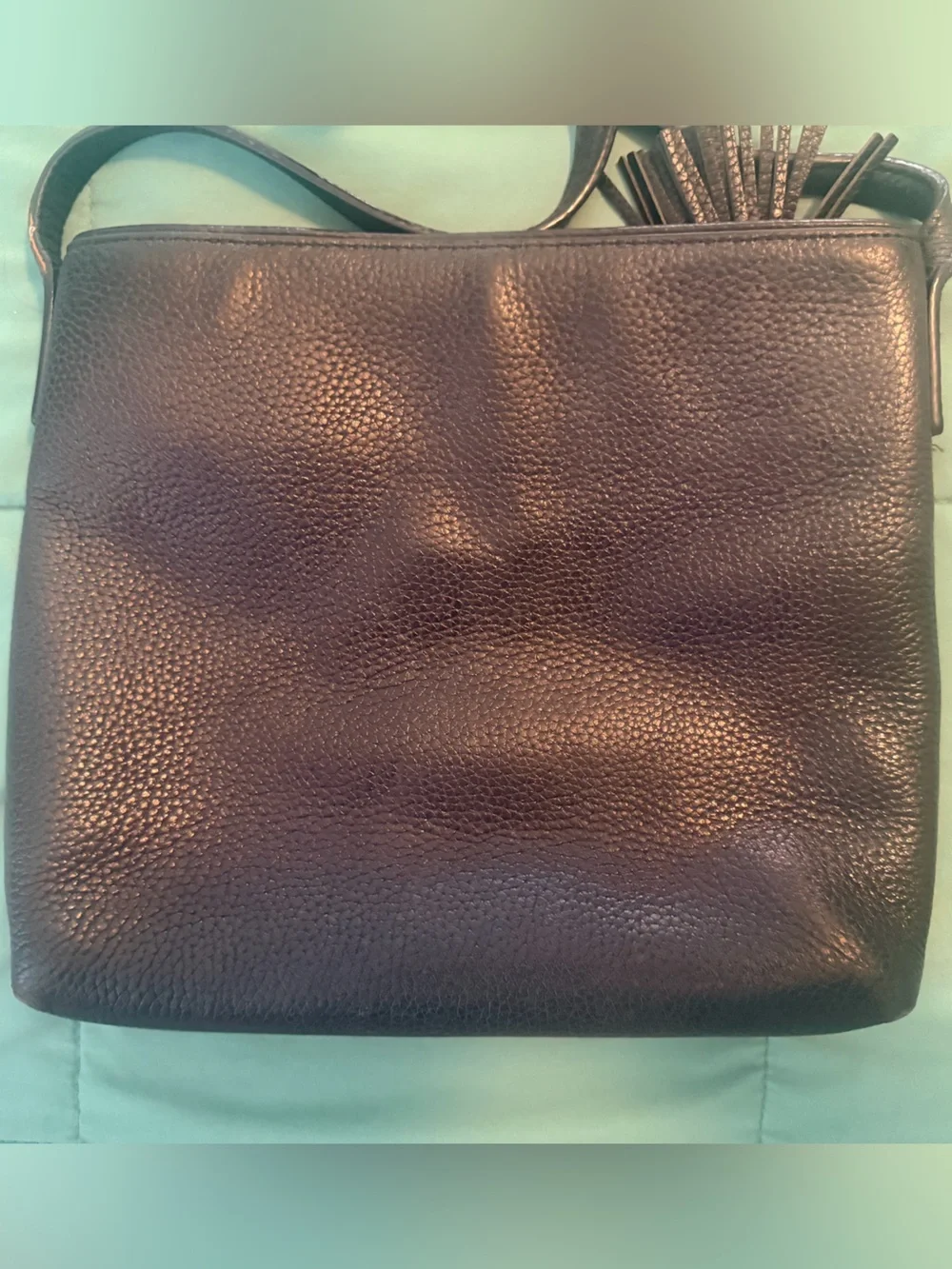kate spade Black Pebbled Leather Crossbody with Tassel Zip